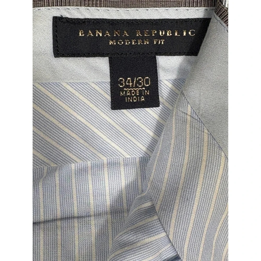 Banana Republic Modern Fit Mens 34x30 Gray Plaid Cotton‎ Dress Pants 632363-01